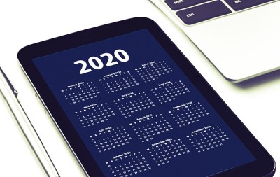 tablet with the 2020 calendar on it